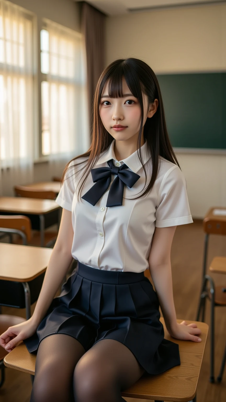 Beautiful illustration、top-quality、超A high resolution、Professional、Very realistic、Cute little girl s、a junior high school student、夏天、((Embarrassed look:1.2))、stick out your chin、full body Esbian、Slouched、a short skirt