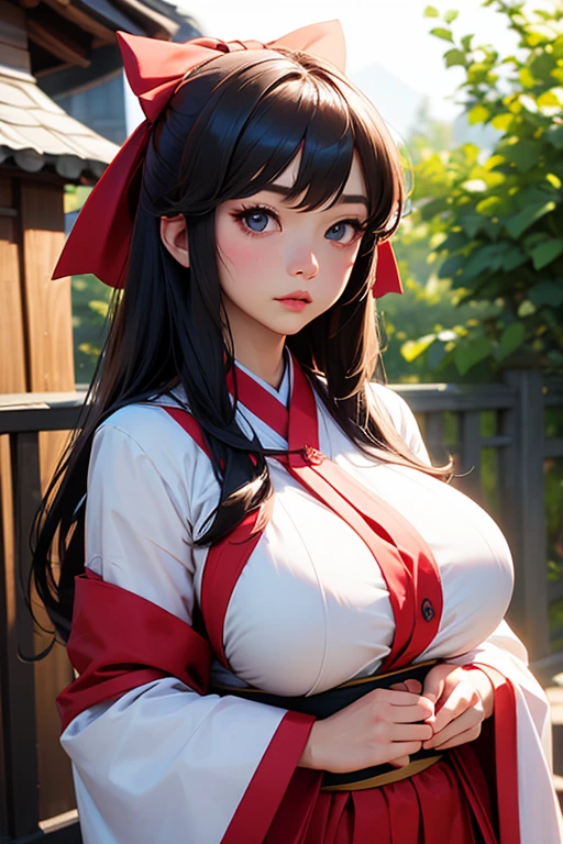 ((highest quality)), ((8k), (detailed face), (highlight), girl、cleavage、Asian、bangs、black髪、skirt、combat uniform、white、red、black、