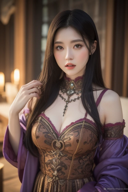 as Han So Hee Face,Realistic ,body picture of an enchanting woman with long flowing red hair adorned with golden stars. She should be wearing black sheer see through very lower breast corset, show her very big breast ,dark blue gown with intricate gold embroidery and large red gemstones. Her expression is intense and captivating. The background should be soft and celestial, enhancing the mystical and ethereal atmospheres arches and a sense of grandeur and elegance. by Conrad Roset, Pino Daeni, Jeremy Mann, Alex Maleev, 16k resolution, super dramatic light, sharp focus, alexander mcqueen , John William Waterhouse rudolf hausner, daniel f. gerhartz,beautiful blonde hair women,16th century female pretty facial features glow dewy soft skin gold sparkle cheek highlighter shimmer soft makeup black long hair and ribbon black sheer corset, film movie, art, most beautiful, perfect body, perfect shape,sex position women on top the man, long hair, white hair, fair skin,((she pose for show her beautiful breast)), ((she Spread her legs and use her hand for herself and pose show pink clean pussy)) ,Very Perfect women body shape, Beautiful detail eyes,((she pose for show her beautiful breast)), ((she Spread her legs and use her hand for herself and pose show pink clean pussy)) ,Very Perfect women body shape, Beautiful detail eyes.