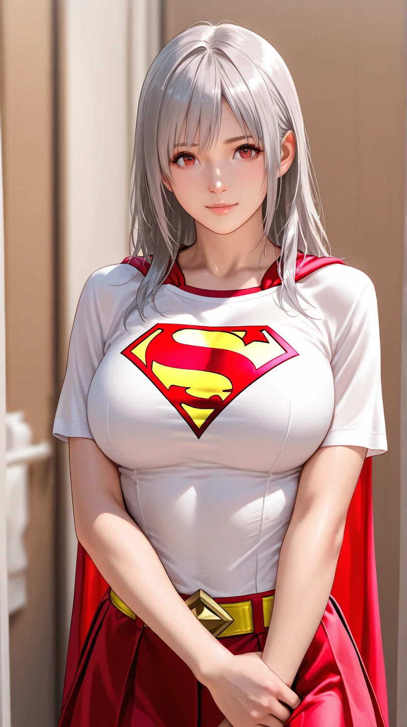  female，silver hair，blue eyes，short camisole，crop shirt，Off shoulders，white，Art， anime，illustration