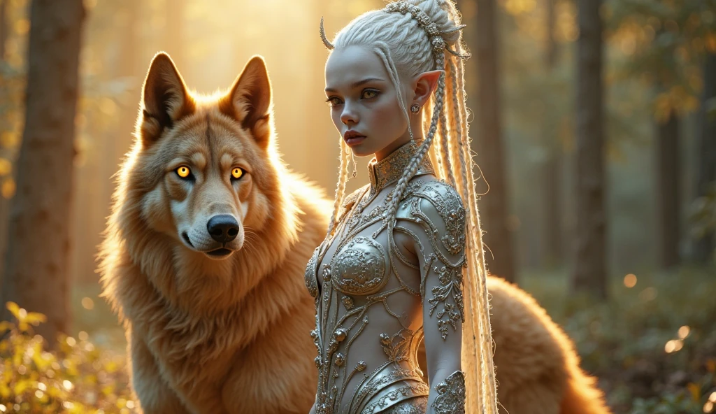 A stunning young alien warrior princess with glowing pale skin and ...