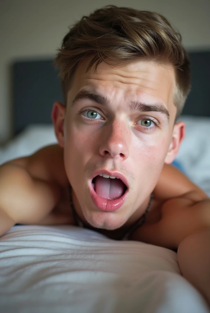 (masterpiece), (front view), (detailed face),(perfect body), clearpicture, goodquality, realistic, muscular, blond hair man, naked, tongue out, all fours
 