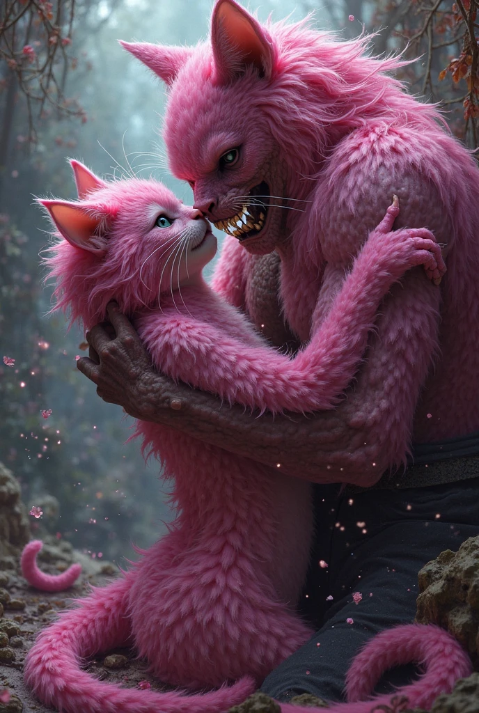 (feral pony pinkie pie), (male werewolf) score_9, score_8_up, dream prompt:score_9, beautiful, detailed cute face, blushing, shocked expression, reverse suspended congress, looking surprised, crying, forest, hooves in view, crying, , ((screaming)), leaking , gaping , aftersex, ((closed eyes)), saliva, , spreading legs, , after , arms behind back, spread ,