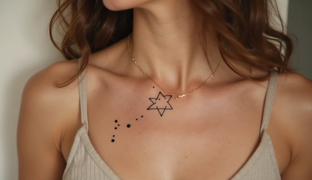 Female waist with a tattoo in Japanese.