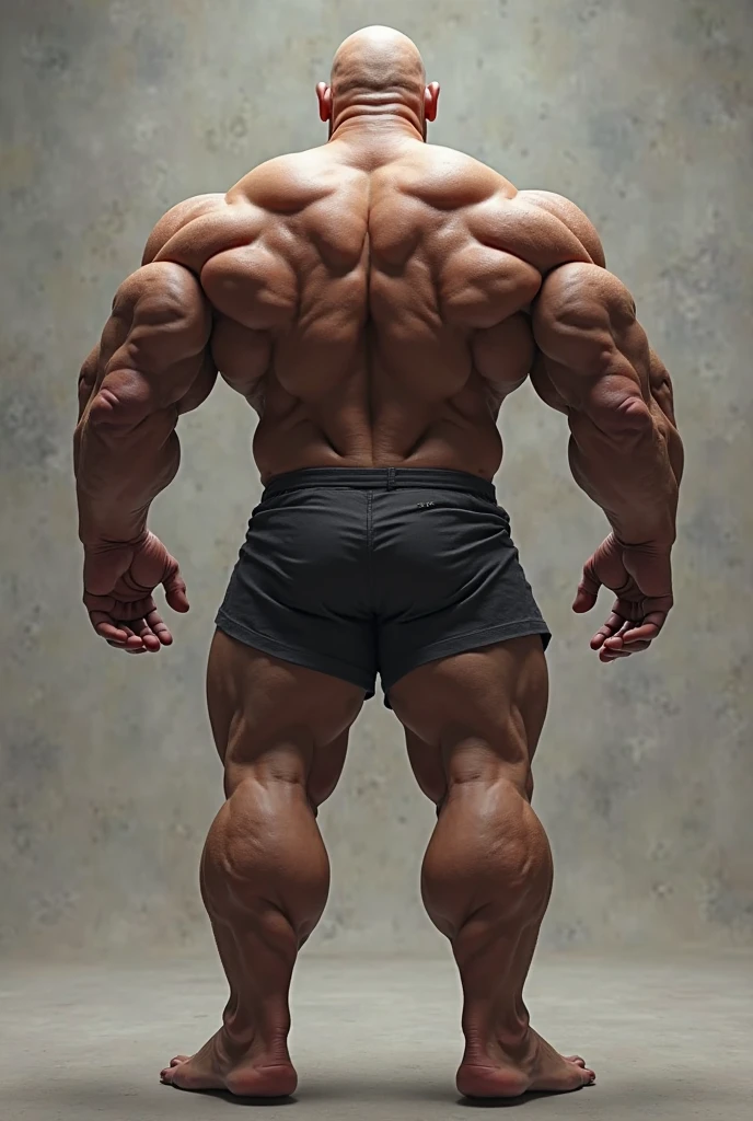American Bully head With operated and short ears On a bodybuilder&#39;s body in the slide chest position