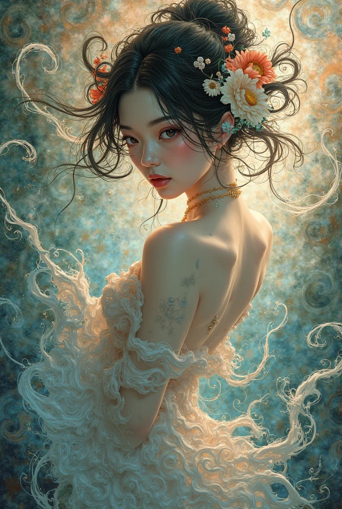 a strongly felt, vigorously articulated, carefully navigated exploration of tradition and civilization by Hsiao-Ron Cheng, James jean, Miho Hirano, takato yamamoto, centipedes extremely moody lighting, detailed facial features, ray tracing, Fujicolor, cowboy shot, 8K, retina, anatomically correct, textured skin, award winning, 16k