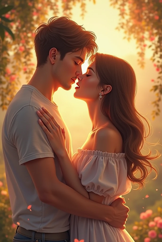 Lovers kissing. Boy is 175 cm tall and girl is 163 cm tall