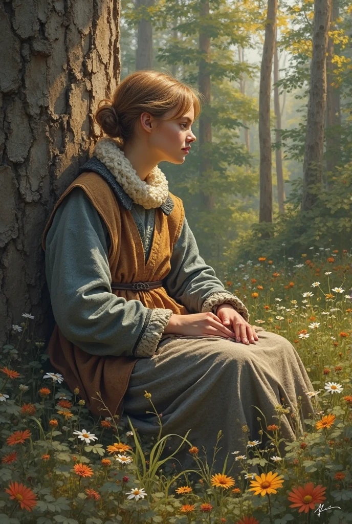 [portraite of a:young girl, blushful, in an elegant scarf:16] scenery, russian village, Sitting on a bench by a birch tree, Russian paraphernalia, improvisation, 19th century, ((Todd Schorr's style )), hyper-detailing, Deep drawing of the plot, /rot:0.2/blau:0.2/chlorine:0.2/gris:0.2,