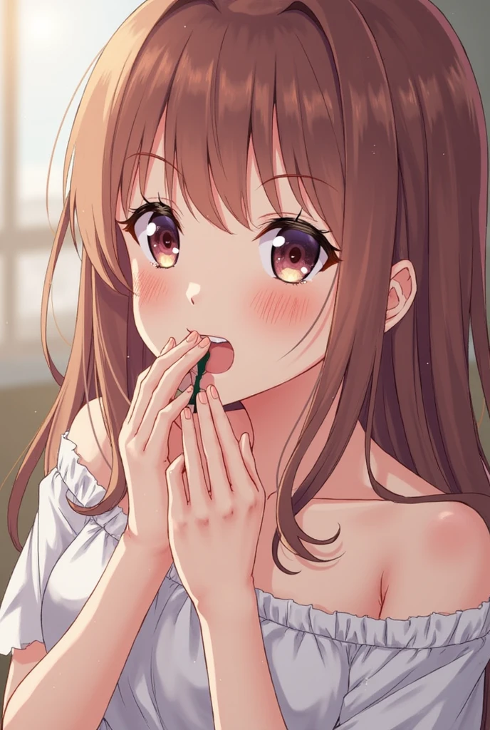 1 fille, nude, brown, sucking, 