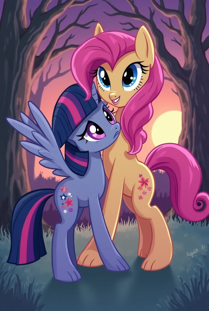 Duo, two girls, 2d art, score_9,score_8_up,score_7_up, score_6_up, score_5_up, source_anime, Anthro, equine females, (fluttershy_mlp), and (rainbow_dash_mlp), tails, proper tail placement, naked, cunnilingus, rainbow_dash is licking Fluttershy’s pussy, on the ground, in a garden, side view