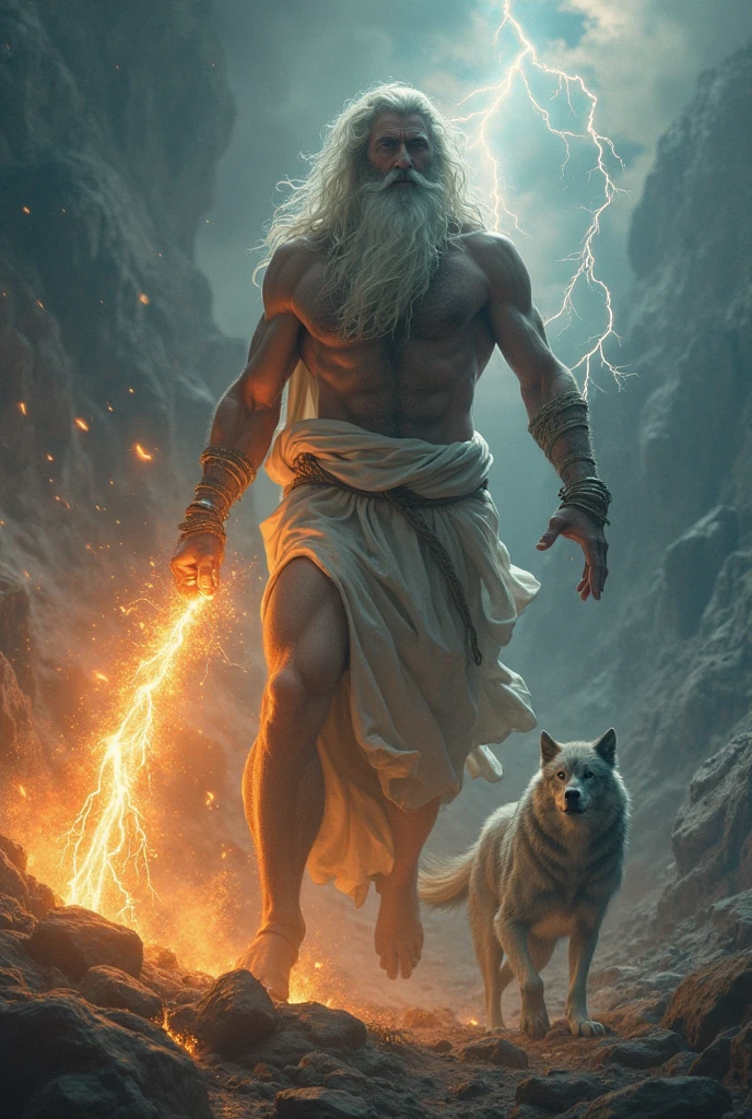 Zeus turning King Lycaon into a werewolf in the Burning Palace