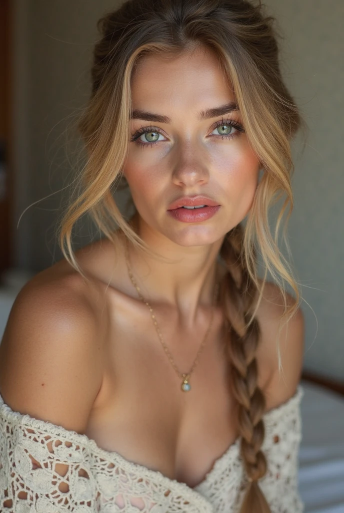 slavic woman, cabelos loiros e longos, blue colored eyes,  royaltly, white gown, 2