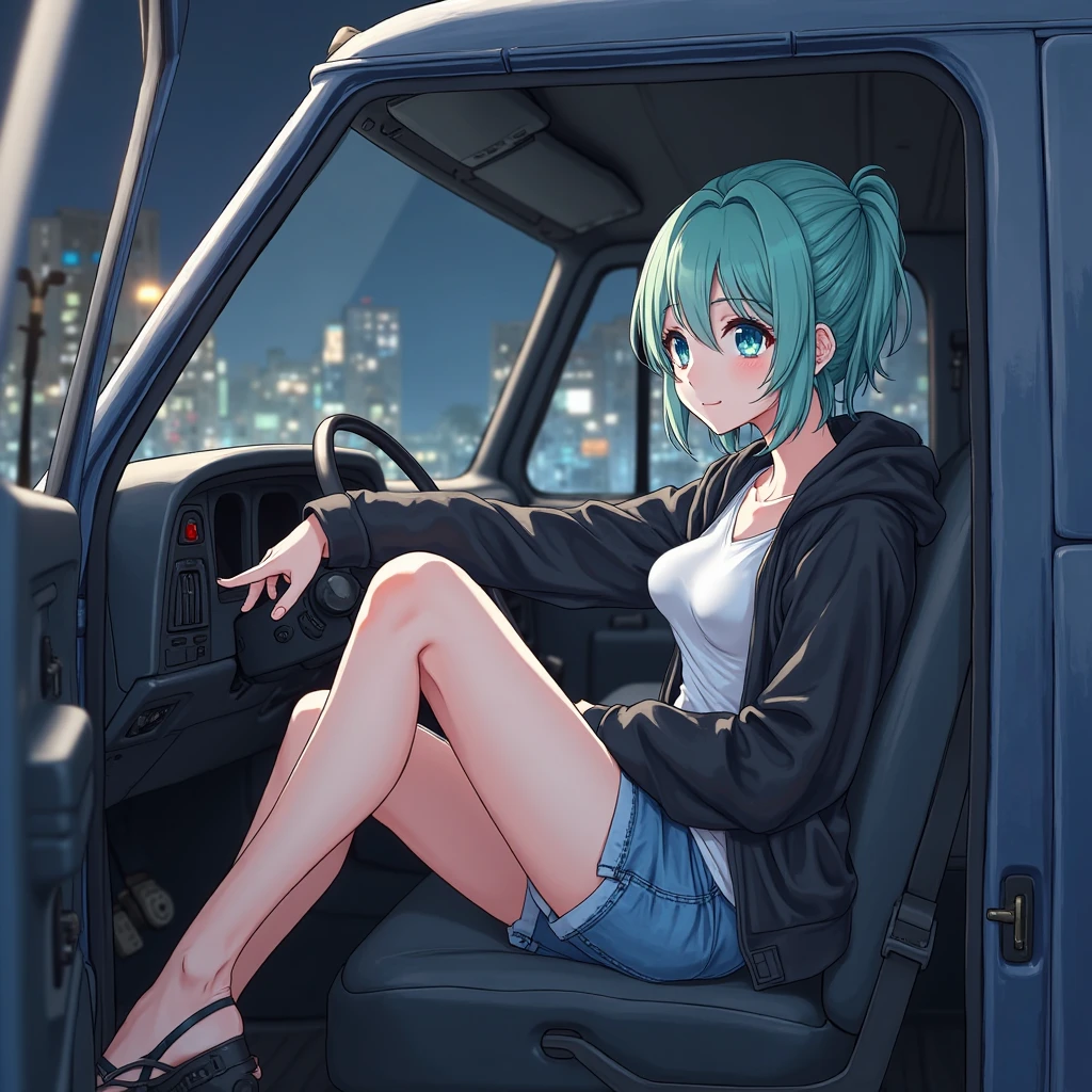 masterpiece, Highest quality, (((Riding in a taxi)))、(((Beautiful feet playing)))、Raising awareness, Sax Blue, プラチナEarrings, Platinum Necklace, White Dress, One Girl, cute, (Dynamic Lighting:1.2), Cinema Lighting, Delicate facial features, Detailed eyes, Sharp pupils, Realistic student, Written boundary depth, ボケ Written boundary depth, Sharp focus, (Very detailed, bloom, Shine:1.4), Lots of little gems, (((short_hair))), Toru Asakura、黒hairs、Earrings、gradation hair、multi color hair、分けた前hair、blue hair、Upper Body、Ultra close-up footage、She is wearing a see-through sailor top.、The white fabric is accented with a navy blue sailor collar and red ribbon...。The top is transparent up to the chest.、See-through design。ボトムスは非常にshortネイビーブルーのプリーツスカートで、Fits snugly around the waist。The background is simple white.、this、The text becomes more visible.。The light source is a soft light from the front...、The overall atmosphere is bright and clean...。