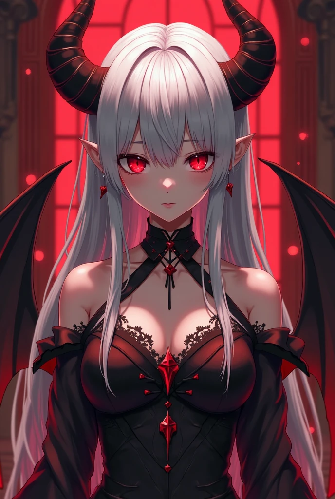 alice,vampire,grey hair, long hair, red eyes, pointy ears, small breasts,bikini
