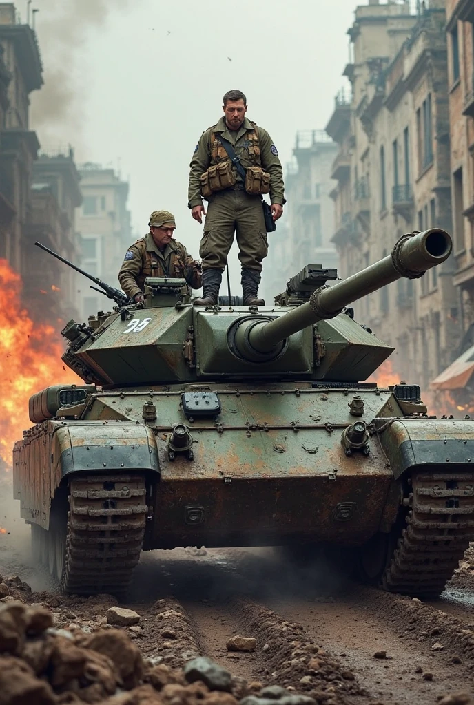 Messi as a fighter driving tank.