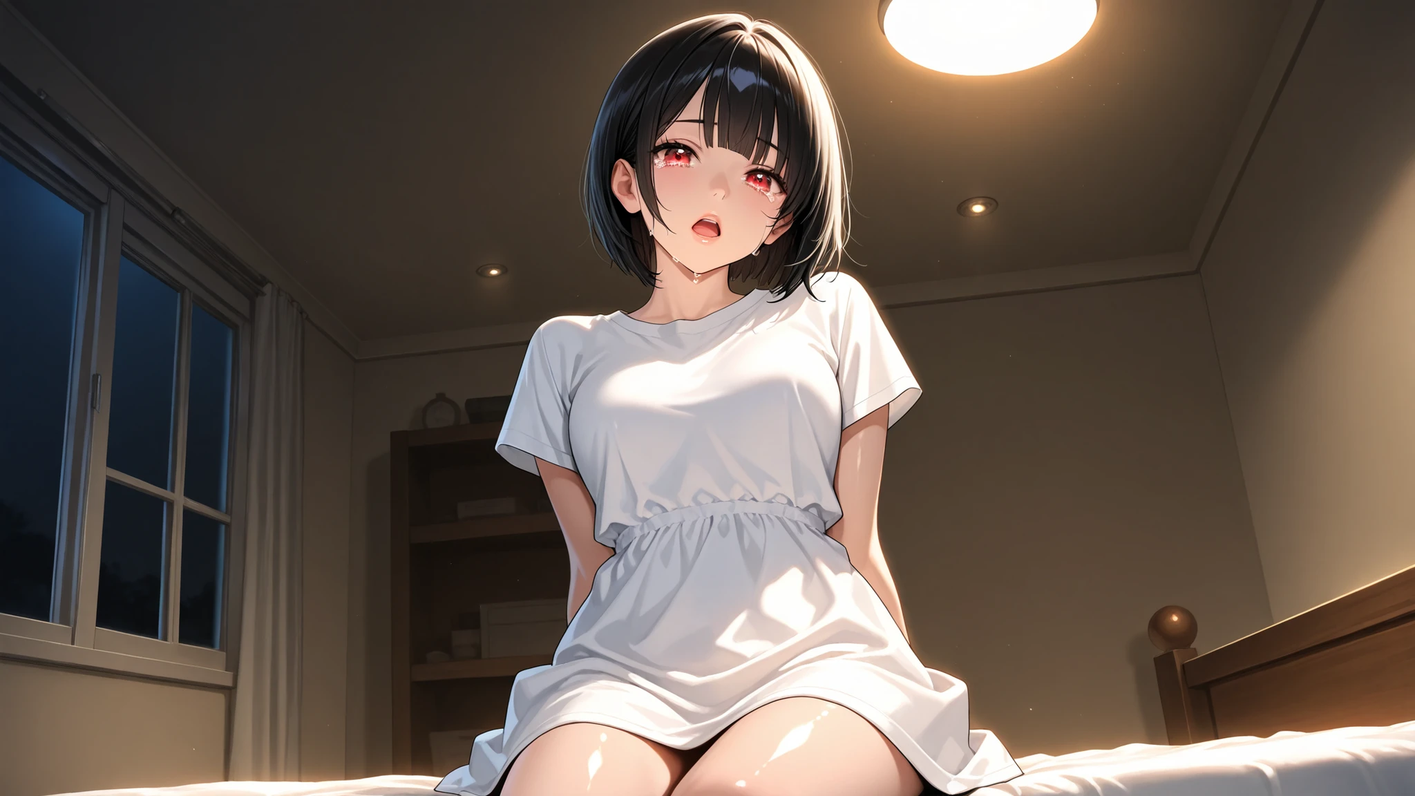 absurd, highres, ultra detailed, (1girl:1.3),
BREAK
, Create a minimalist design, with clean lines, simple shapes, and a focus on composition and balance.
BREAK
, Creates an environment of seduction and libido where a girl explores her body in a seductive way.
BREAK
, Capture an image in low light, with minimal lighting and a focus on the subtle details and atmosphere of the scene.
BREAK
, Captures an urban cityscape, with imposing buildings, bustling streets and a dynamic atmosphere.
BREAK
, Creates a scene of children playing, capturing their innocence, energy, and sense of wonder and exploration.
BREAK
, Creates an image of a girl touching herself on her bed lying down and in her underwear