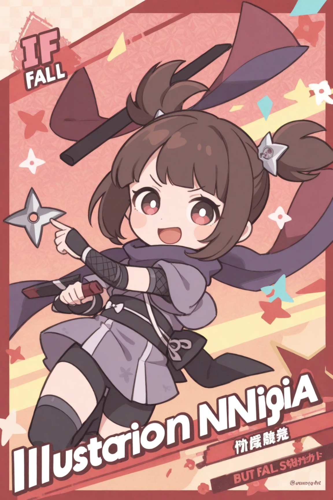 1 girl, high resolution, dynamic, short brown hair, cute cute face, black turtleneck, mobface style, white background, chibi style