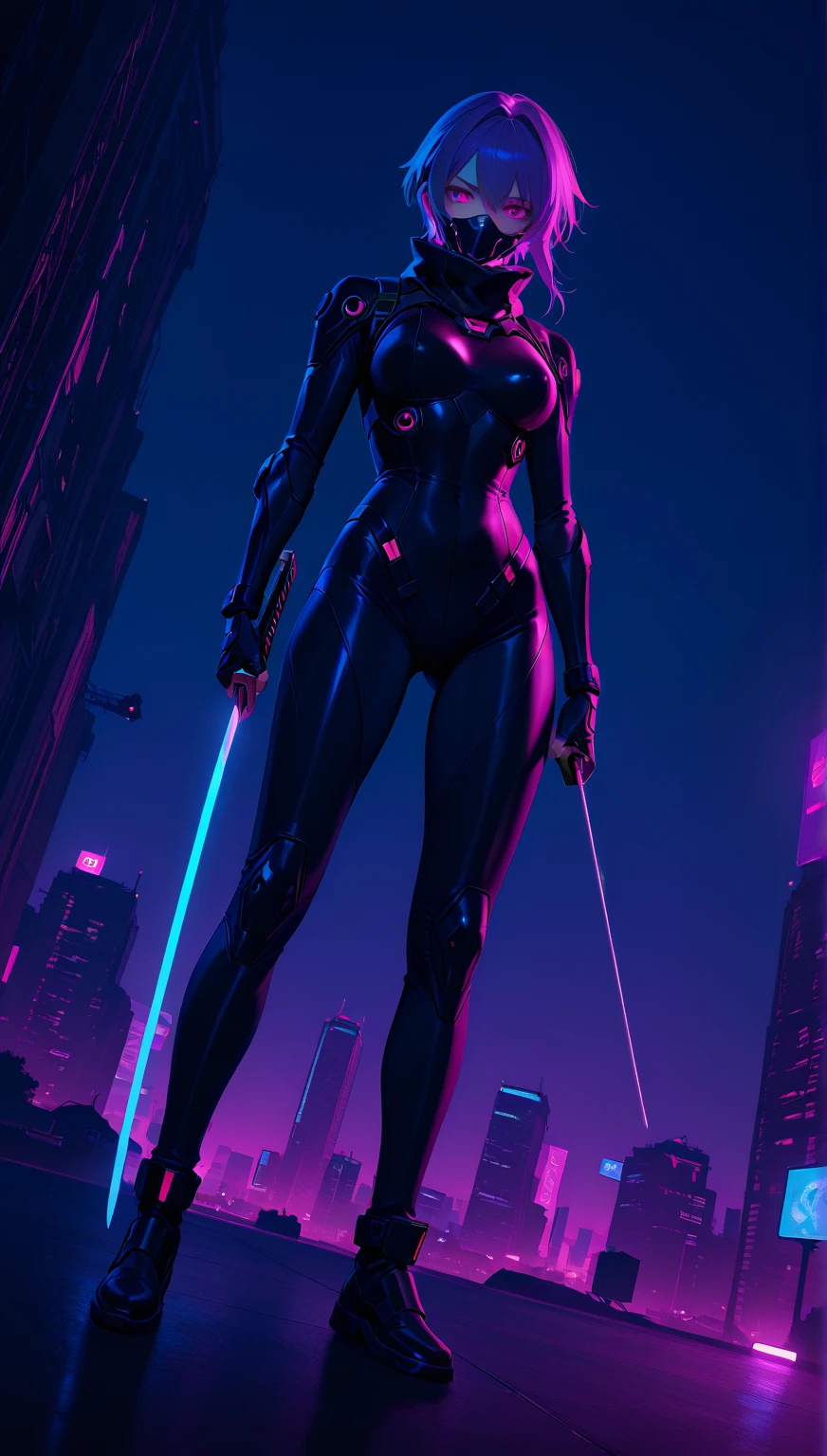 Cyberpunk style,30-year-old mature and charming woman,Leather bodysuit covers the entire body,Full breasts,High heels,Shoot at me with a bow and arrow,(There are a lot of small pieces of gravel floating in the air around me.:1.5),beautiful,Glowing Effects,Celluloid style,Flat coating,HD,CG art,comics,8K,Looking at the camera,high quality,illustration,Vaporwave style,Rim Light,light,Very detailed,complicated,OC Renderer,Viewing angle,high resolution