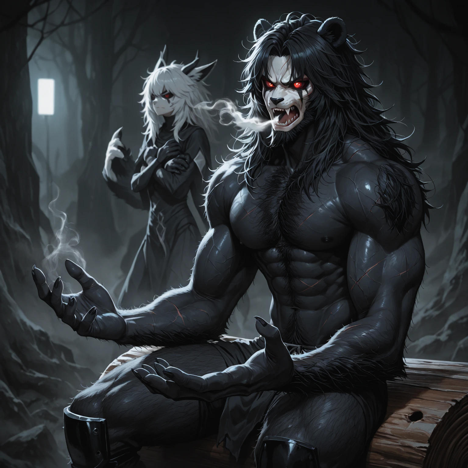 Black and white monster、Its appearance is like a strange being that combines night and day.。His whole body is clearly divided into light and dark.、The right half is pure white、It shines as if it were clothed in light itself.。on the other hand、The left half is jet black、It has an infinite darkness that seems to draw you into the abyss of darkness itself.。

This monster's appearance is、Make a strong impression on the viewer。The white parts reflect light、The glow is dazzling、It's hard to even open your eyes and see。On the other hand, the black parts absorb light.、Disappear from sight as if blending into the darkness。exactly、It's a strange sight, with light and darkness coexisting in one entity.。

The monster's strangeness extends to its body shape as well.。Long arms、Its sharp claws shine like blades.。The feet are inverted joints.、Can move at incredible speeds。There is only one eye on the face、His eyes glow red、It emits a cold light that pierces the viewer's soul.。

Black and white monsterは、Its existence itself is light and darkness、Good and Evil、It is a symbol of light and shadow.、Embodying duality。Wherever he appears, there is always an eerie silence.、Surrounding creatures become immobile with fear.。His movements are quiet and smooth、By the time you realize it's there, it's often already too late。

The emergence of this monster、It's so dramatic, like day and night switching in an instant.、The landscape is instantly painted in strange colors。Those who witnessed the incident、It's as if you're watching a strange dance of light and darkness.、The boundary between reality and fantasy becomes blurred。

Black and white monsterは、Its very existence is shrouded in mystery.、Where did it come from?、No one knows what the purpose is。The only thing that's certain is、When he appears、The world has lost its balance、It vacillates between light and darkness.。Those who saw him、It will be a frightening and shocking experience that you will never forget.。