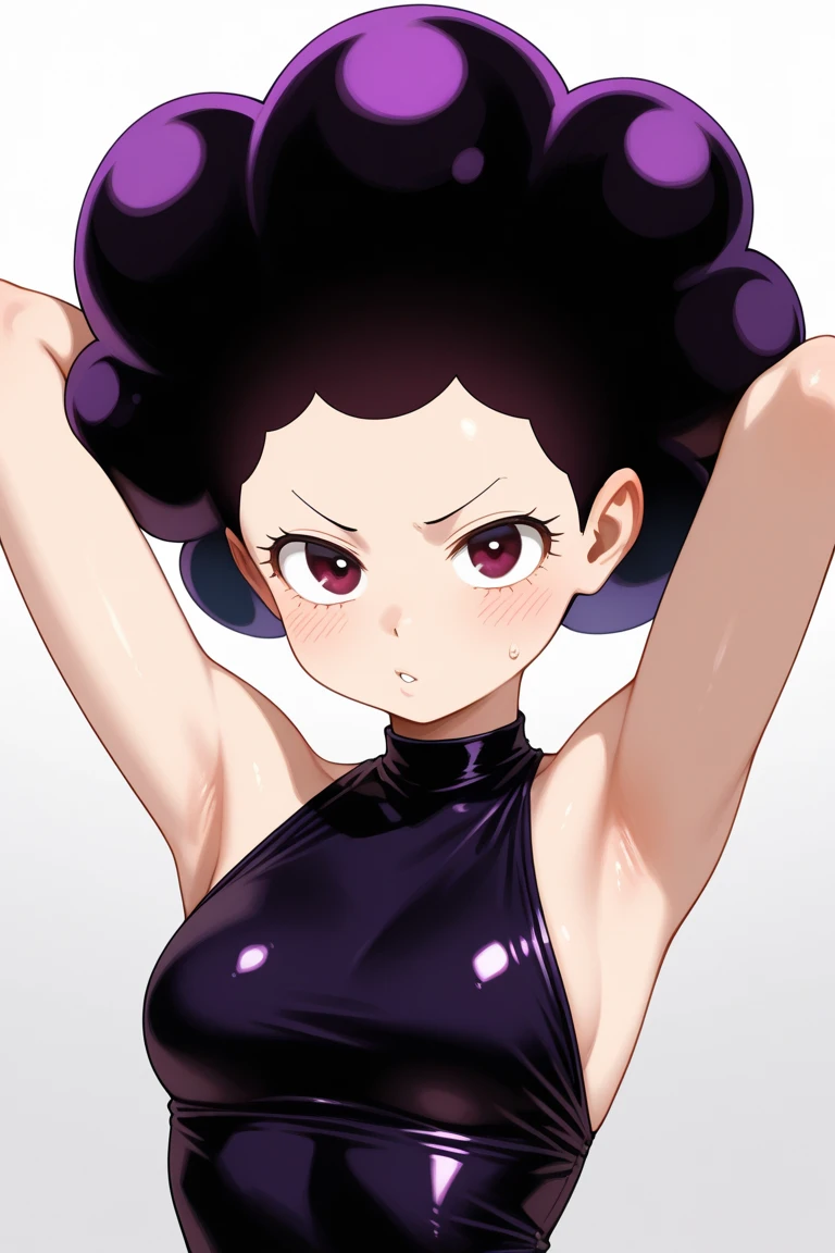 a masterpiece cartoon of a girl posing, masterpiece, best quality, studio quality, full body, black hair, heart pupils, one piece