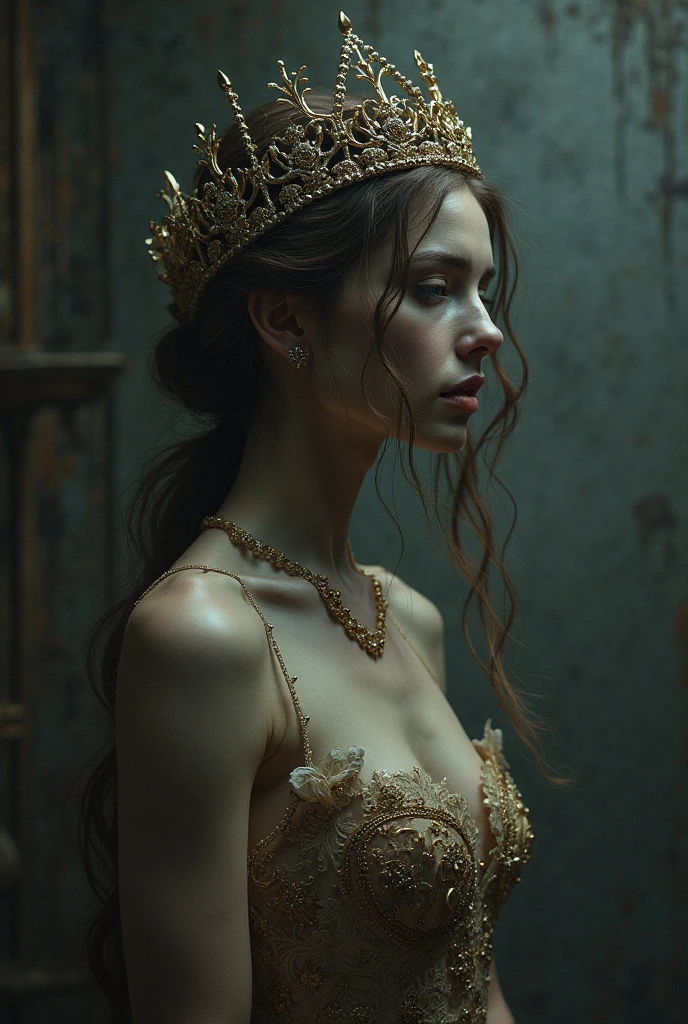 Andromeda - Princess saved from a sea monster by Perseus and later married him. ,(perfect hands:1.4),(perfect faces:1.4), <lora:Cosine_freck:.9> <lora:EleonoraV2:0.2>, <lora:MJ52:0.5> <lora:add-detail-xl:1>, low key photography, dramatic lighting, deep shadows, rich contrast, moody atmosphere, intense emotions, cinematic feel, mysterious ambiance, emphasizing shape and form, creating depth, evoking drama, storytelling through shadows, professional technique, fashion editorial photography, high-fashion imagery, avant-garde aesthetics, editorial storytelling, conveying fashion trends and concepts, artistic interpretation, expert styling, professional lighting, capturing fashion-forward visuals, creating visual impact, evoking emotion, pushing creative boundaries