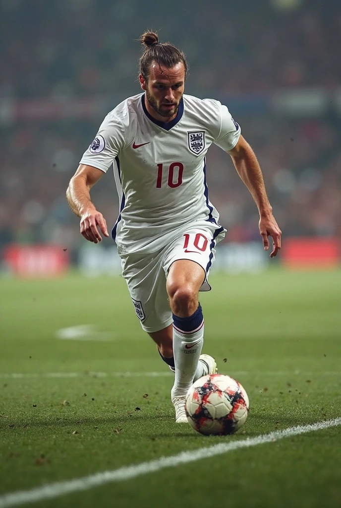 Personne aux cheveux brun avec un corps musclé qui joue au foot