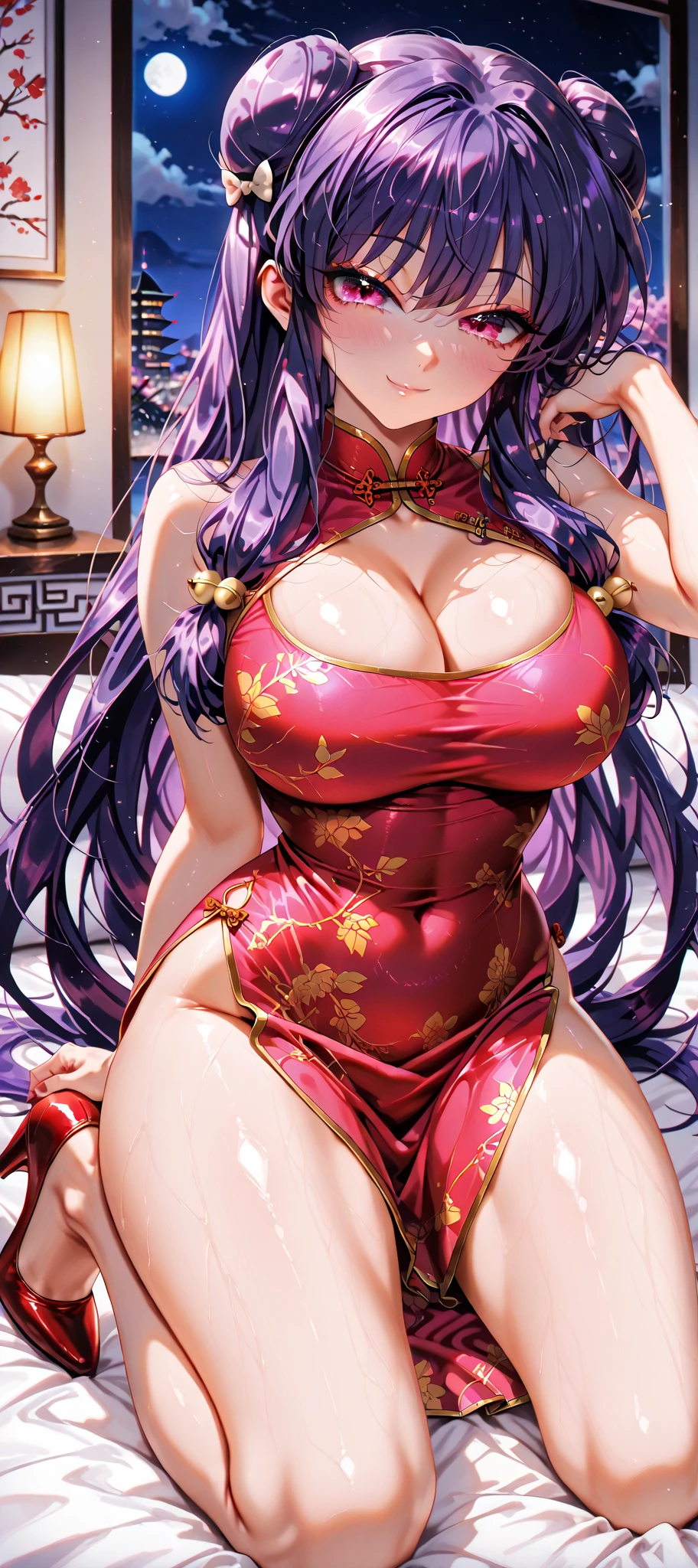 Mafuyukirisu, mafuyu kirisu, (blue eyes, braid, long hair, twin braids, pink hair), nude, (pussy:1.2)
BREAK , (chinese dress), standing on one leg, (look from below), (clitoris), (arms behind on back), (crotch cutouts), standing split, split, standing, (perfect delicate pussy, Extremely detailed sharp pussy), very aesthetic, absurdres 
BREAK looking at viewer,
BREAK, home,
BREAK (masterpiece:1.2), best quality, high resolution, unity 8k wallpaper, (illustration:0.8), (beautiful detailed eyes:1.6), extremely detailed face, perfect lighting, extremely detailed CG, (perfect hands, perfect anatomy),