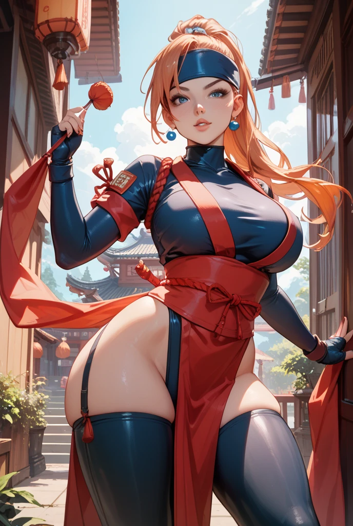 a woman standing in front of a old chinese house, lanterns, wearing skimpy chinese dress, beautiful eyes, beautiful girl, high detail skin, high detail eyes, high detail hair, highres, ultra detailed, sharpen picture, Highly detailed, masterpiece, best quality, photorealistic,
<lora:SamiraSFLoRA:1> 1girl, long hair, hair bun, ponytail, eyepatch, multicolored hair, smile