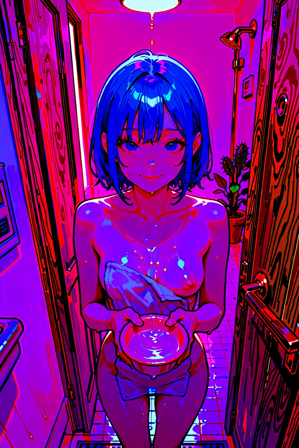 One、Wearing no clothing、In the city、walking in the crowd、Light blue hair、Standard Bust Size、Expressionless and dead eyes、Feeling embarrassed、Are crying、Nipples、Pussy、Night view、A large amount of condensed milk is poured over the body、condensed milk on the face、Condensed milk on your hair、seen by many passers-by