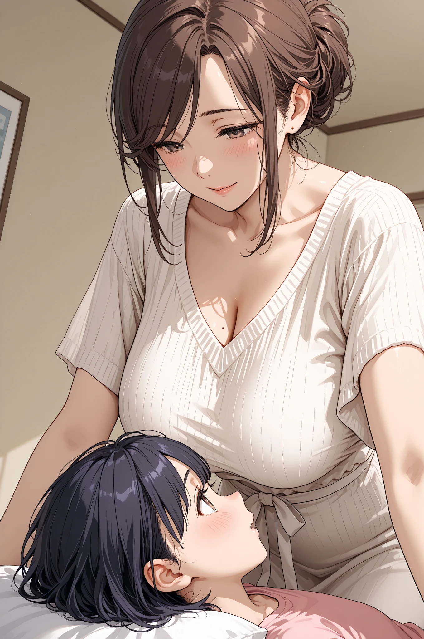 JAV Cover、 (close-up: 1.2), ((Full nudity)), One girl, Grab by hand, (Mother and daughter: 1.5), (kiss: 1.2), (9 Age of girls: 1.4) 、
,(Hugging)，(Mature 1:1.6)，{26-year-old lactating woman}, Drunken eyes, Side chest, Open chest, disproportionate-breasted, stand up , Sweat, {Ball hair, female hairstyles}, (Areola): 1.4), Fine face, Fine eyes, Double eyelids, Smile, pervert,