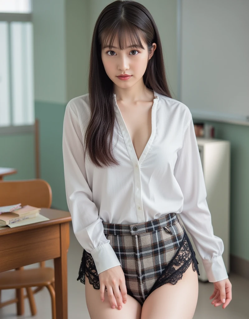 Full body character+a cute little ((indian)) school girl standing and flashing her ((butt)) ass🍑.(buttock)
12 y.o, very young toddler-look, innocent face, kinky smile, indian face,dark hair, combed very short hair, rounded bob hair,((beautiful black wet skin)) ,((oily black hyperpigmented skin)),Hyperpigmentation on black skin,
4 feet tall , minimum height, flatten breast,thin chest,small flat boob,tiny thigh, skinny thigh,tiny legs,small legs,tiny thin body,beautiful small fingers,
eyes are looking at the camera, (beautiful small eyes), (rounded protruding eyes), realistic small eyes,
Wearing ((a school coat and School coller Shirt)), (dark blue plated Skirt), white knee heigh Socks, glossy shiny black shoes,
leaning forward, showing beautiful black butt,Standing post, spreading her legs, (uplifting her skirt with her hands), showing her sexy white underwear,(((slutty G-Strings white)))
tiny white panties,wet ,(focus on puffy detailed underwear texture),
standing In the classroom,at school,
natural light, volume metric lighting, low-key lighting, control on saturation and contrast to get a hyper realistic photo,
High-quality, ultra realistic skin texture,best shots, sensual photography, realistic human body anatomy, (detailed wet puffy),big cameltoe, intricate detailed on underwear texture,detailed hands and only 4 fingers shown up,
,Best angle, best model posting and sensual gesture, lolicon,Pexiv, Metart, flashing ,Panty fetishism, young goddess,hyper realistic photography,high-end full-frame DSLR camera shot, full body shot,head to shoes view --auto --s2