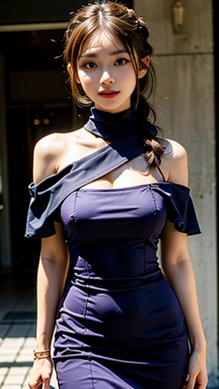 (((masterpiece:1.4, Best Quality:1.4, 8K,))), ultra high res, Physically Based Rendering, Portrait, ultra Beautiful Sexy Woman, 24yo, Detailed large eyes, detailed thin eyebrows, Highlights in the eyes, dark brown short bob messy hair, bangs, Highly detailed facial and skin texture, no makeup, Clear focus:1.2, perfect style body, Slender beauty:1.4, ((gigantic breasts:1.6, breasts exposed:1.2)), Slim abs, narrow waist, Clear facial features, (gentle smile:1.3), leaning forward:1.8, spread legs:1.4, (shirtless,black knit sexy tight mini dress:1.4, off shoulder:1.4, sleeveless:1.4, dress lift:1.6), (no panties, detailed beautiful pussy exposed:1.4, no pubic hair :1.4, cum in pussy:1.4), ((Cherry blossoms in full bloom on a simple dazzling golden background:1.4, Many sparkling cherry blossom petals dancing in the air, Glowing particles are dancing in the air, glowing particles:1.5)), exposed lower body, no panties, vagina exposed