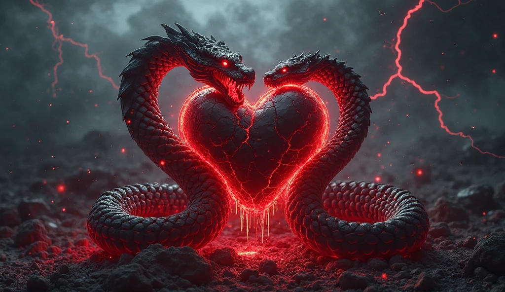 cybord chinese dragon, heart exploding, valentines's day, ziprealism,