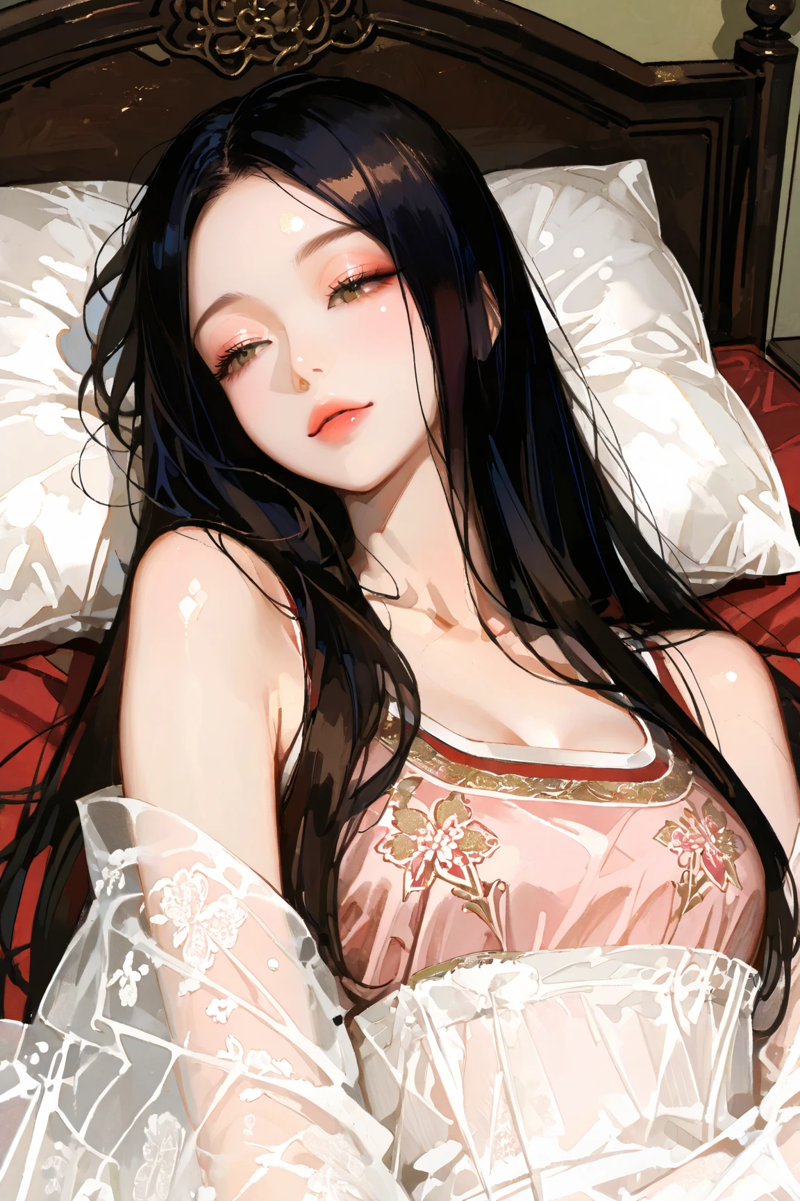 perfectly flat breast、Extremely small udder、small tits、cute face、Twin tail hair、Natural lighting、dynamic ungle、In the dimly lit chamber、Lying down、very small waist、Extremely thin thighs、Open legs、skin is wet、Red face、narrow shoulders、Delicate body、head is large、eyes large、sockes、bow ribbon、frilld、A dark-haired、Mouth open、Eyes slightly closed、Complete Anatomy、White Sports Bra、White Full Back Panties