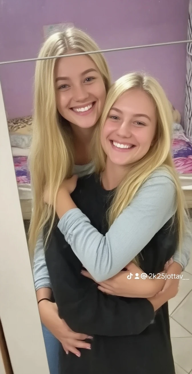 2 girls, one of them blonde and the other a brunette, masturbating naked until orgasm. Faces has cum on them. Add more cum on their bodies