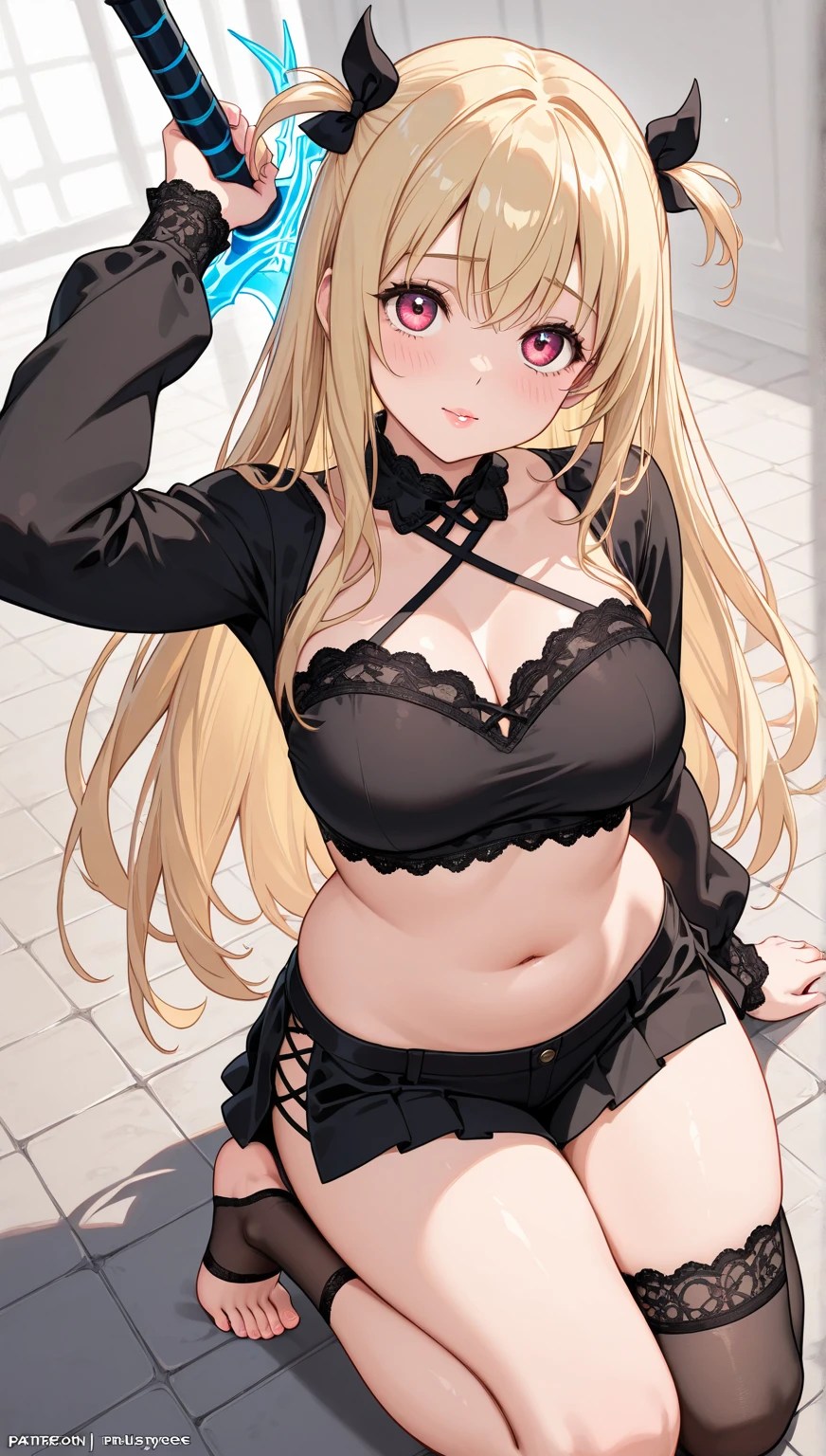 (cute eyes:1.2), (sparkling eyes:1.2), highest quality,wonderful,finely,extremely detailed CG Unity 8K wallpaper, 1 girl, single, alone, Beautiful woman、I could see the whole body、 ((Wavy mid-hair, bangs, gold hair)), ((Brown eyes, Beautiful eyelashes, Realistic eyes)), ((Detailed face, blush:1.2)), ((Smooth texture:0.75, Realistic texture:0.65, Realistic:1.1, Anime CG Style)), Medium breast, Dynamic Angle, Perfect body, Upper grades、A shy smile, Beach clothes, (Beach clothes dress:1.2), (Beach clothes,sideboob,cleavage cutout, turtleneck Beach clothes,( Beach clothes:1.4),crop top navel), (huge breasts), (open mouth:1.1), (Sweaty:1.1), (mouth drool:1.1), (black stockings:1.1),(Thighs:1.2),(Waistline:1.2),(midriff peek:1.2)
Anime girl with big breasts sitting on a bed with cat ears, beautiful anime cat girl, seductive anime girl, anime catgirl, very beautiful anime cat, cute anime catgirl, anime cat, white cat, white-haired fox, holo is a wolf girl, anime waifu, Nekomimi, Nyaruko-san, attractive cat girl