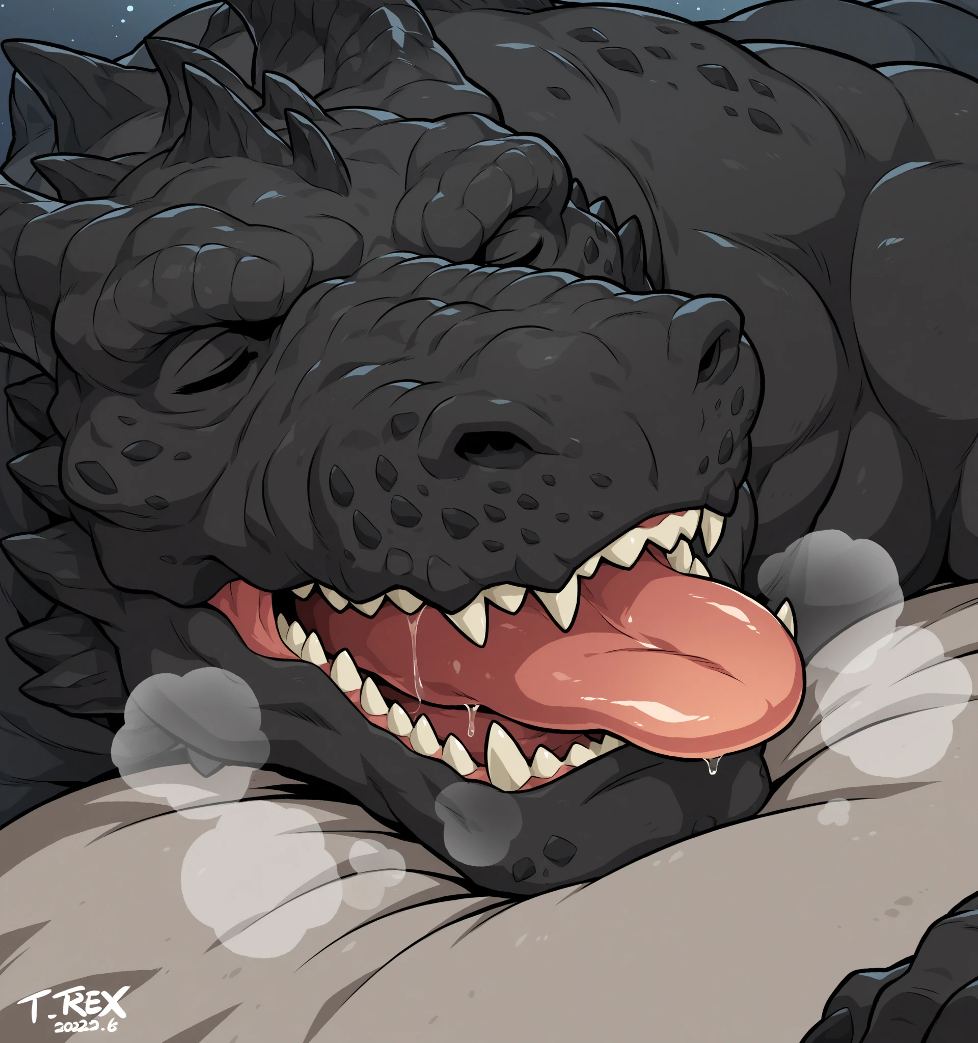8k, fine details, (ultra detailed), a beautiful and detailed full size portrait of a female anthro godzilla, GodzillaXP, ((black body, black skin)), pink eyes, glowing eyes, empty eyes, tail, bedroom eyes, High Dynamic Range, cinematic shot, detailed eyes, big body goddess, big body, kenket, Ross Tran,ruan jia, vip, trending on artstation,foxovh, cenematic lighting, big breaths, big boobs, big , big , big bobs, looking at viewer, (((black nipples, vagina, sad, detailed eyes)) full body, ((holding body, high angle view, lying down, pov sex, penis in vagina, looking pleasured , cum in vagina, blush, getting penetrated by a human)), stone wall, grass, detailed background,
