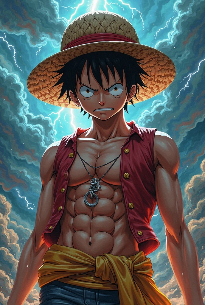 Luffy with tattoos on his face, smiling --auto --s2