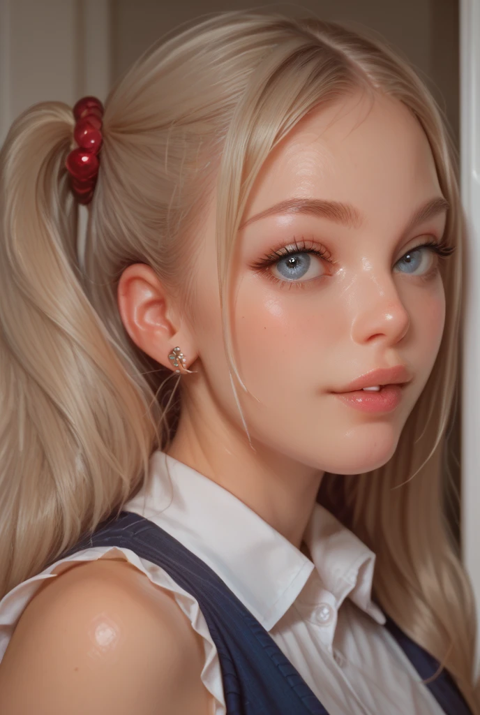 , 8k, High-level, absurd, masterpiece, best quality, primitive, very detailed CG, very detailed wallpaper, perfect lighting, Extremely detailed (((The personifying " Harley Quinn " as a Little Girl))), MysticSight, Tyndall effect, Tyndall scattering, Studio gray background with (many Dazzling RainbowColor particles BokeH:1.28), (RoundlyButts, ThighGap), (:0.4), ( with looking ahead), BREAK (NOGIZAKA face variations) Extremely Detailed very KAWAII face variations, perfect , Childish, captivating gaze, elaborate detailed Eyes with (sparkling highlights:1.28), long eyelashes、Glossy RED Lips with beautiful details, Coquettish tongue, Rosy cheeks, Radiant PearlSkin with clear transparency . { (Dynamic LifeLike expressions:1.4) | :d) }, (large eyes:-1) .