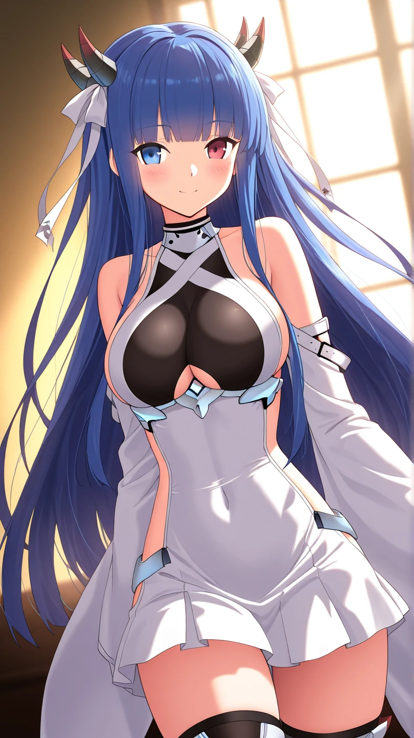 (HD, Sharp, Fractal), 1 Woman, Super Glossy Skin, Magical Girl, (crotch tattoo:1.1), Head visor, Blue and white costume,18 years old, Face feeling pleasure, Big,