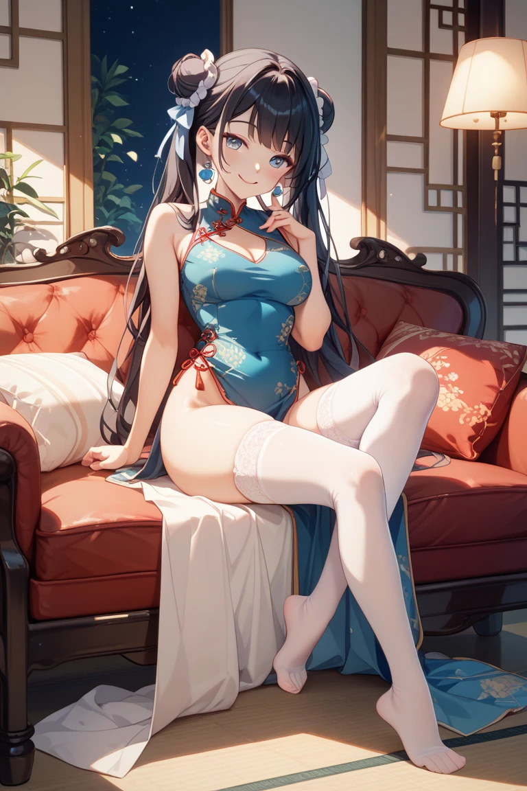 Long black hair, Blue and white porcelain, on cheongsam, Half naked,Pornography,Masturbation,climaxing,Vaginal thrust by