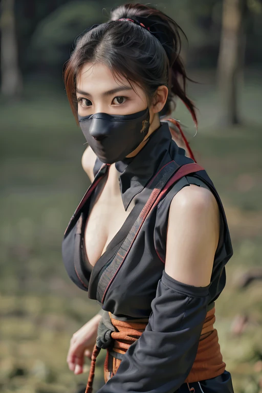 Highest quality,Ultra HD,Best AI Images, Full body photo,Rendering beautiful brush strokes, Very detailed vfx portrait of, Female ninja, A Japanese female ninja, cgsociety と fenghua zhong, Covert behavior, A female ninja, ((Preparing for battle)),Dynamic pose 1.3,Japanese woman portrait, , Trending on deviantart, ((Orange short ninja costume.5,Sexy Ninja)), Japanese spy, 3D Rendering, Beautiful face 1.5, Key Visual, Vibrant, (((Background of a Sengoku period mansion))), Very detailed, grow,
