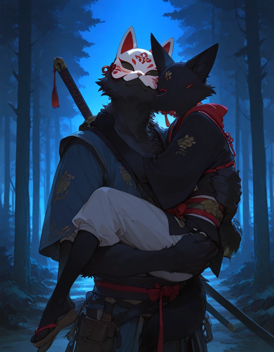(Meisterwerk: 1,3), (2D: 1,0), (Anime: 1,0), (Illustration: 1,0). cute scene of a 16 year old male wolf entering into another 16 year old male wolf from behind hidden within sume bushes, bent over, bending over, hands on wall, hands on waist, close, embrace, humping ass, penetrating ass, making love, penetration, standing, standing behind, behind, one behind the other, from behind, uploaded to e621, erect, erection, big genitalia, 16 years old, small, red eyes, shota, shota boy, boy, muscular boy, no shorts, naked ass, wet tongue hanging out, milk dripping from tongue, socks, tank top, wristband, (masterpiece:1.2),(anatomically correct:1.1), high quality:1.3, 2 arms, 2 legs, 1 tail, fluffy tail, moe fang, cute fang, little fang, open mouth, closed eyes, looking up, blushing, cute, adorable, pretty, cum, cum out, erotic, ass, plump ass, night, wooden hut, stars, falling leaves, trees, wind, bushes, hidden within bushes, vegetation, river, low saturation, simple color palette