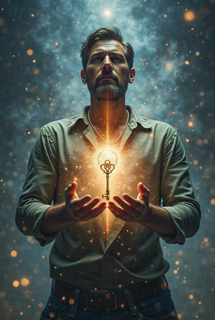 Lock and key shown in human body(man), spiritual representation