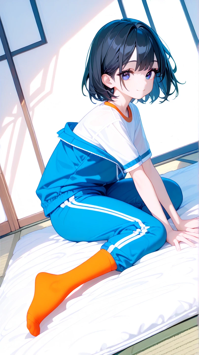 little boy，young people，Short shorts，White socks，Soles，Lying down