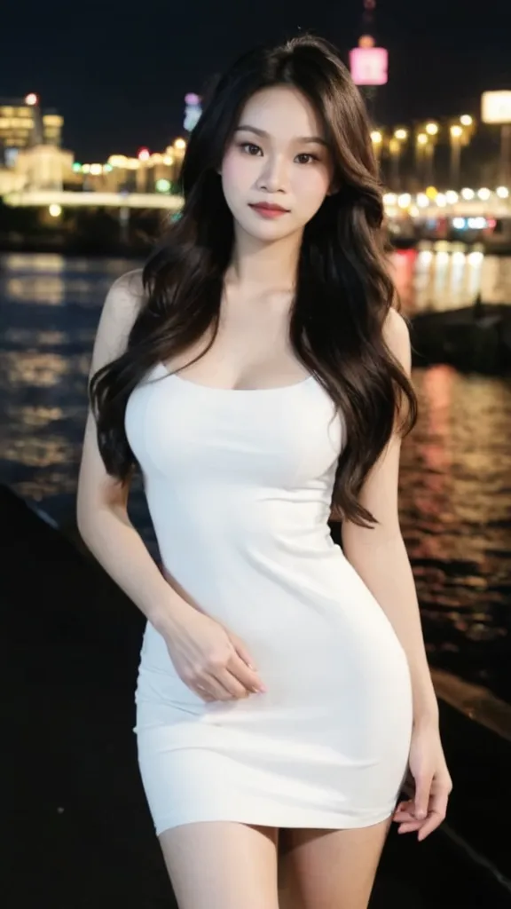 (Canon RF85mm f/1.2), (8K, original photo, best quality), (masterpiece), (Practical, photograph Practical), Beautiful and delicate girl, whole body, (((Black pantyhose:1.3))),((shirt)),((tie)),((White Dress)),dress conservatively,((Perfect body)), Very detailed eyes and face, White skin, Noble and beautiful, ((Delicate skin texture, Pores)), Perfect anatomical structure, Beautiful Body, Delicate face, Lean abdominal muscles, Slim waist), Big Ass, (Large Breasts, Breast enlargement), (Soulful gaze, soulful eyes, Glowing eyes), (Beautiful clear eyes), (Bounce Curly Messy Long Hair), (Smile:1.2), (Fascinated expression), (Beautiful appearance), ((Bud)), ((wear glasses)), earrings, necklace, ((night)), ((Street View, moonlight)), Physically Based Rendering, Realistic lighting, ((Looking at the audience)), ((eternal)), ((Happy and shy))
