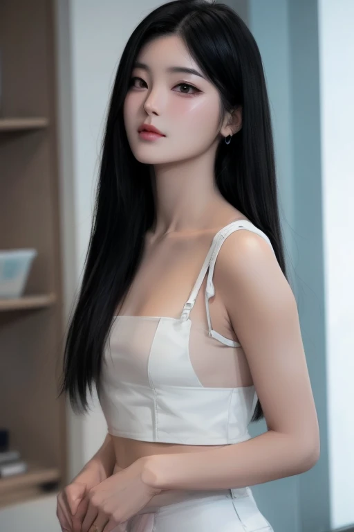ulzzang-6500-v1.1, (RAW photos:1.2), (Reality:1.4), Beautiful and delicate girl, Very detailed eyes and face, Beautiful and delicate eyes, ridiculous, incredibly ridiculous, Huge file size, Very detailed, high resolution, Very detailed, best quality, masterpiece, ((Fashionable clothes in various colors)), illustration, Very detailed, CG, Unite, 8k wallpaper, Astonishing, Fine details, masterpiece ,best quality, Very detailed CG uniform 8k wallpaper, There is light on the face, light, 1 Girl, 20 years old, Long white hair, Side splits, (Large Breasts), (No)), (Glasses), ((Dynamic poses))), ((Sexy pose))), (Camel toe), (half), (White pantyhose)), ((Black hip skirt)),Open your legs,Sitting on the bed,Knee bending,Pull up your skirt with both hands,Facing the camera,Crotch-revealing underwear
