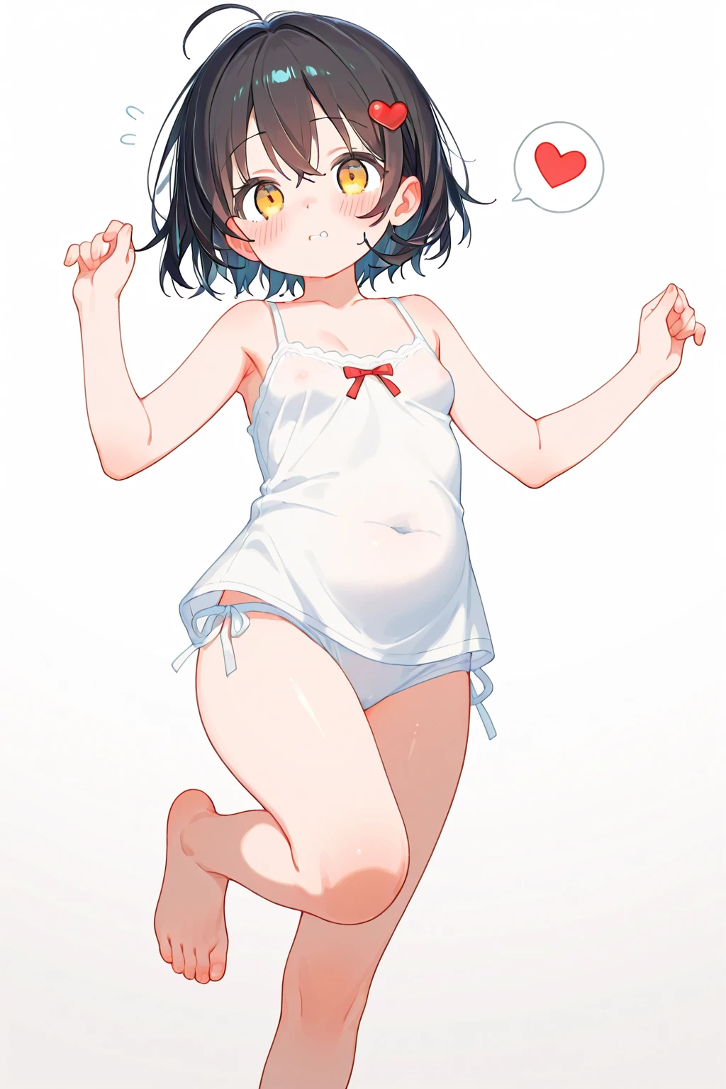 (masterpiece:1.2), (highest quality:1.2), perfect eyes, perfect face, perfect lighting, sauna, Giant, (((white bikini armor))), nsfw,　, 1boy, Black Hair, white eye, blunt bangs, short hair , Ahoge ,looking at the viewer, (fang), closed mouth, ((((disdain)))), arms behind head,Large size, spread legs,  ((Sweat)), abs, Small breasts, True Face,, ((Flying sperm)), smirk