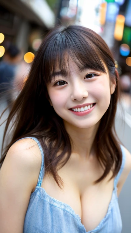 A very cute face like an idol、Looks like a young face、20-year-old female、Gentle and cute、A kind smile、Cleavage、one piece、Stylish bar counter、cheers、whole body、((leica 50 mm prime lens, Cine Steel 800T film, art color photography))、RAW Photos、Genuine、Artistic、Real Stick、High resolution、Genuine Life、No copyright notice