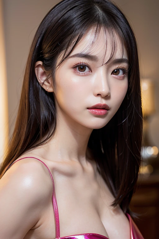 ((masterpiece: 1.4, best quality))+,(ultra detail)+, official art, unity 8k wallpaper, ultra detail, beautiful, high quality, Highlight your cute face, masterpiece, best quality, medium length straight hair, (((South Korea Women's Olympic Wrestling Team :1.5))), (brown eyes, brown hair), bust, looking straight ahead, Smiling broadly, colorful earrings, (beautiful 눈:1.3), (Domineering expression:1.37)
